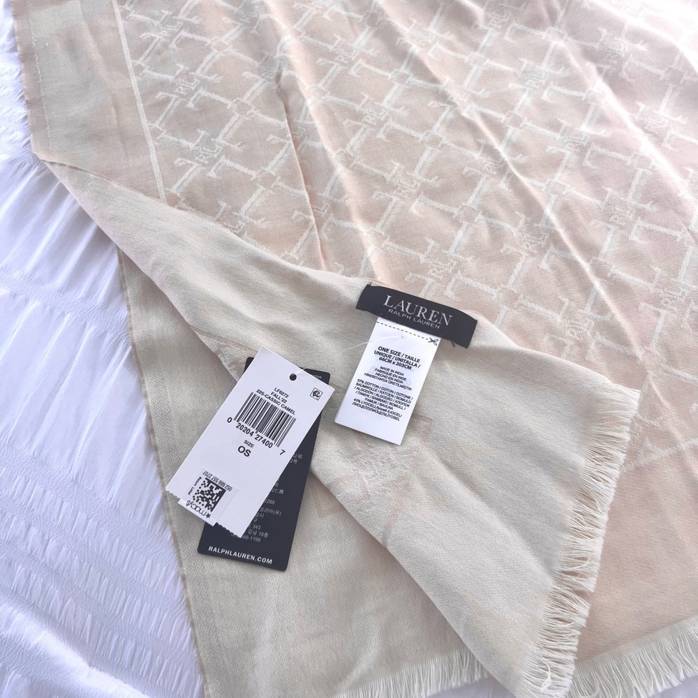NWT Ralph Lauren Cream Textured Scarf 27” x 80”